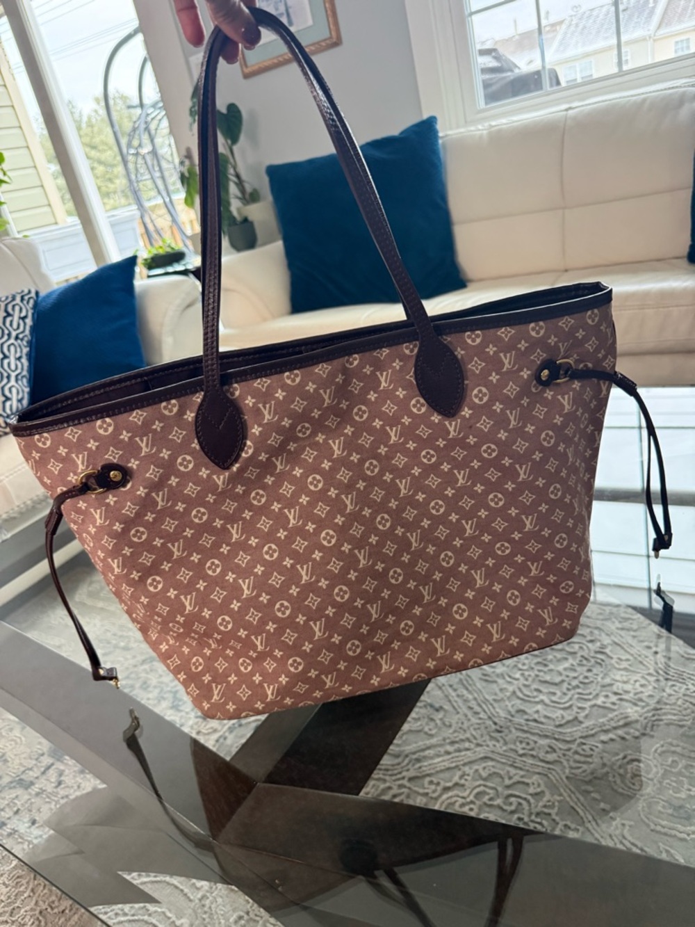 Louis Vuitton Monogram Idylle Neverfull MM Burgundy Denim